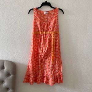 Two hearts maternity orange dress with tiny flower print